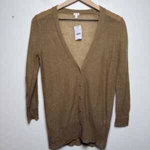 NEW J. Crew Women Preppy Academia Wool Mohair Cardigan Sweater Brown Light